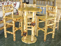 Log Cocktail Table with Barstools