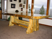 trestle style log table