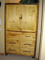 Log T.V. Armoire with Flipper Doors